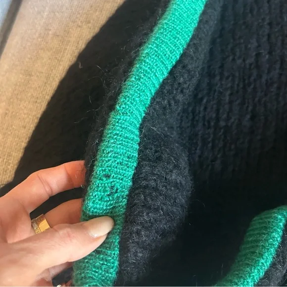 THIERRY MUGLER Vintage Back and Green Boatneck Sweater sz 42 / US 6 - Picture 11 of 14